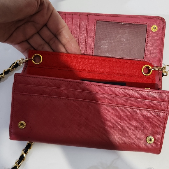 Prada Authentic saffiano leather pink red long wallet - Picture 10 of 15